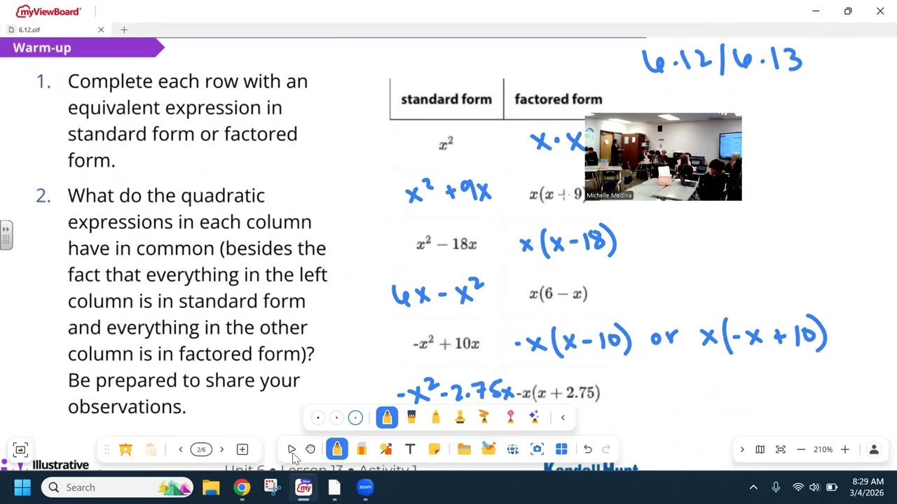 Unit 6 Lesson 12 & 13: Graphing the Standard Form