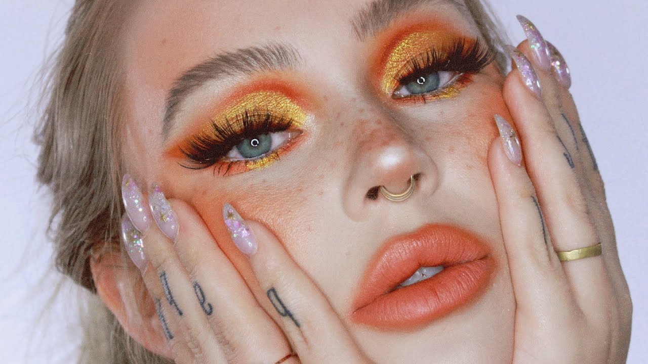 orange glam makeup tutorial / holiday look 2018