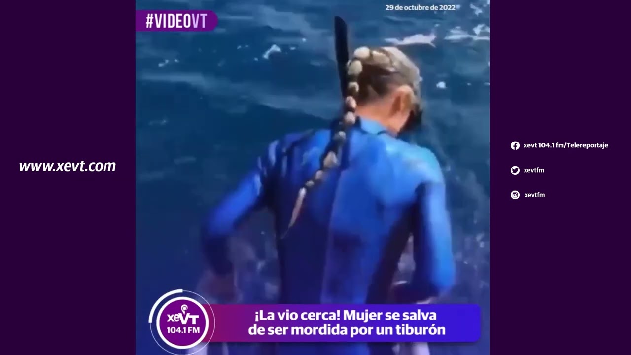 Mujer se salva de ser mordida por un tibur&oacute;n
