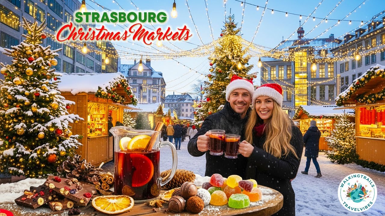Europe's Christmas Capital - Strasbourg Christmas Markets Walking Tour in 4K Ultra HD with Captions