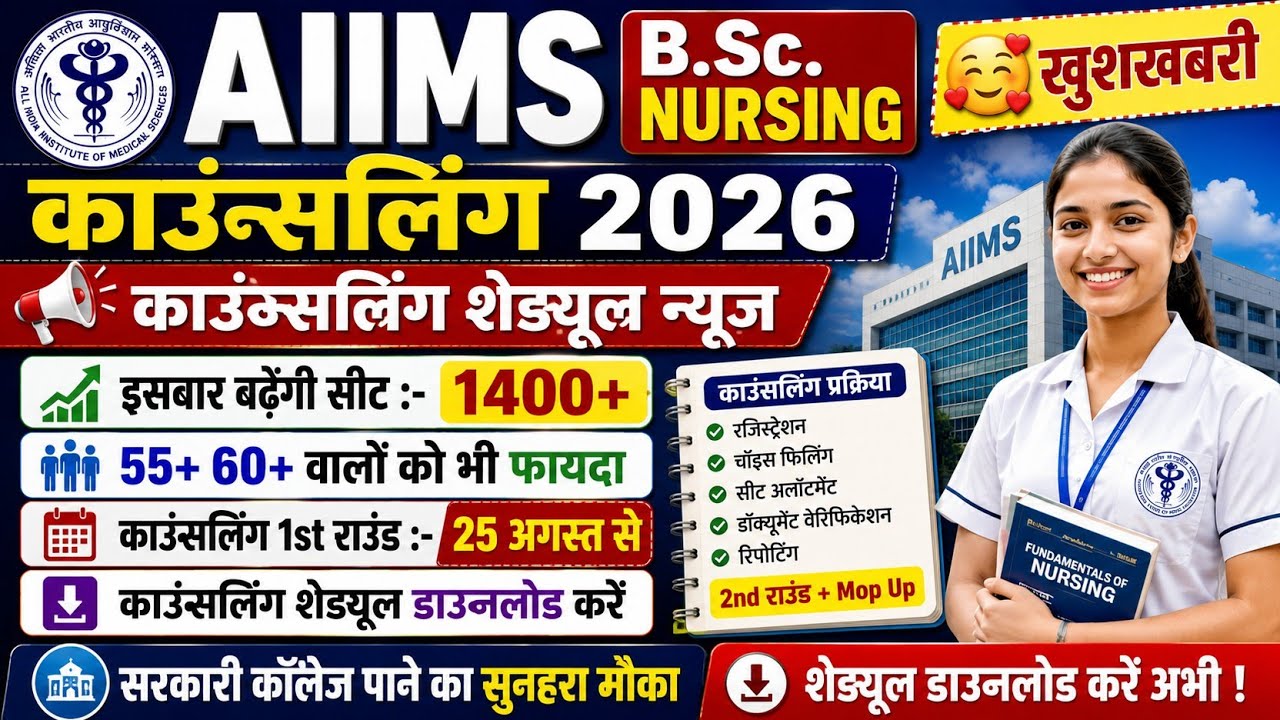 AIIMS BSC NURSING COUNSELLING PROCESS 2026 | AIIMS NURSING COUNSELLING PROCESS 2026 | SCHEDULE 