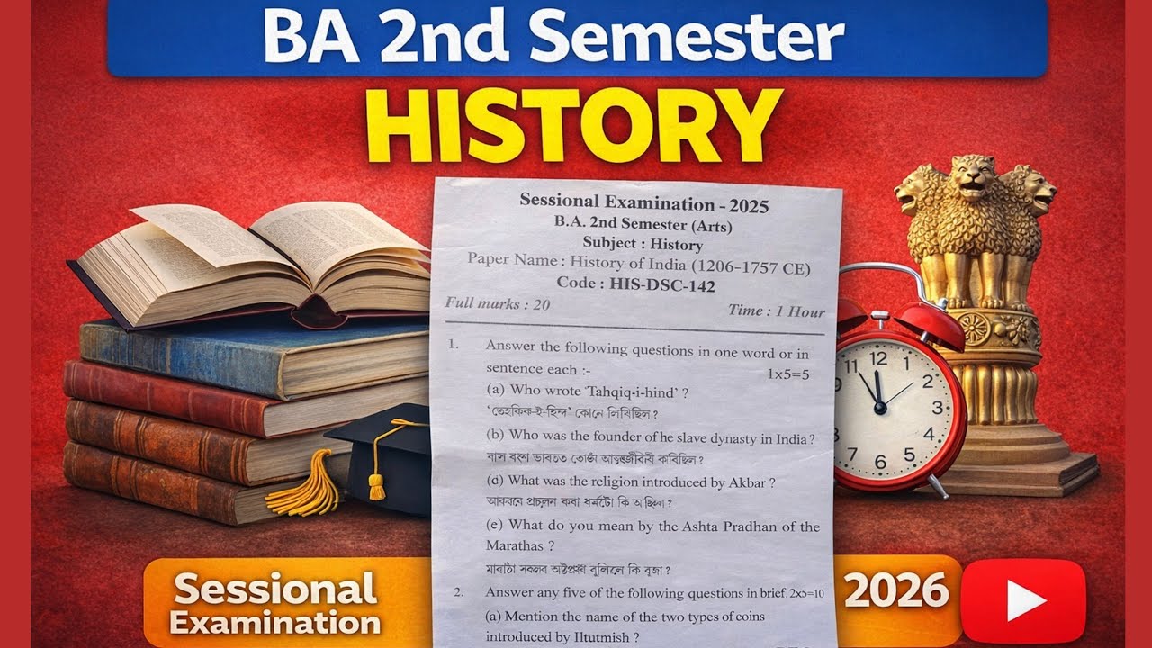 BA 2nd semester HISTORY question paper final exam 2025 G.U(major/minor) B.A 2nd sem history #exam