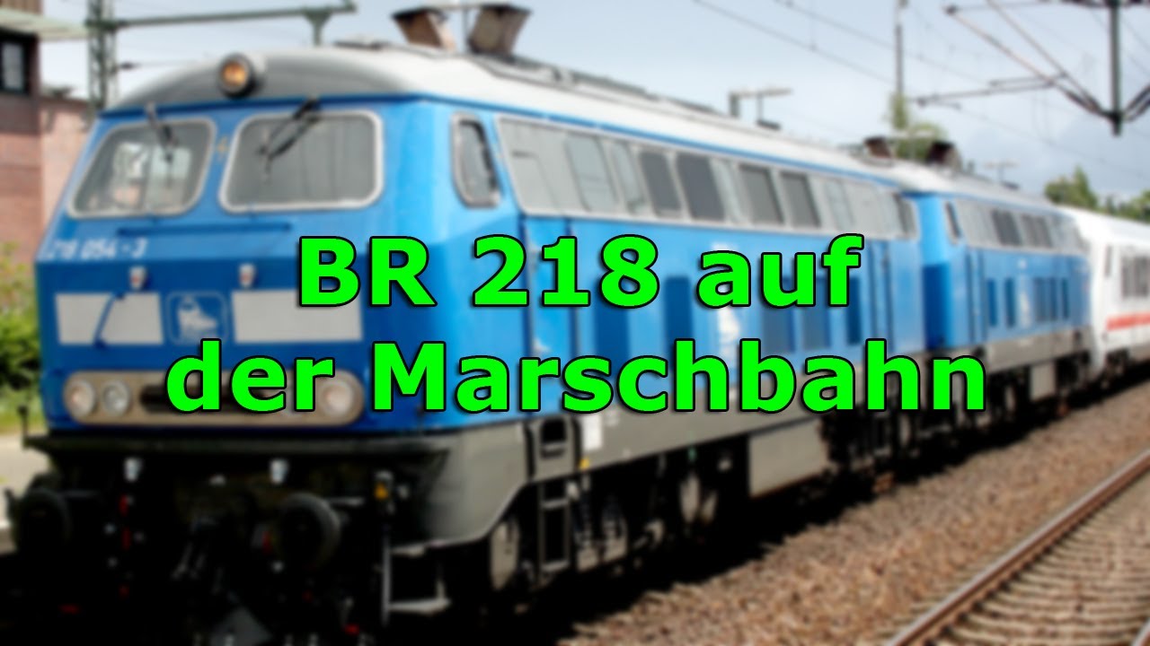 Diesellok-Baureihe 218 vor Intercitys in Itzehoe (Marschbahn)