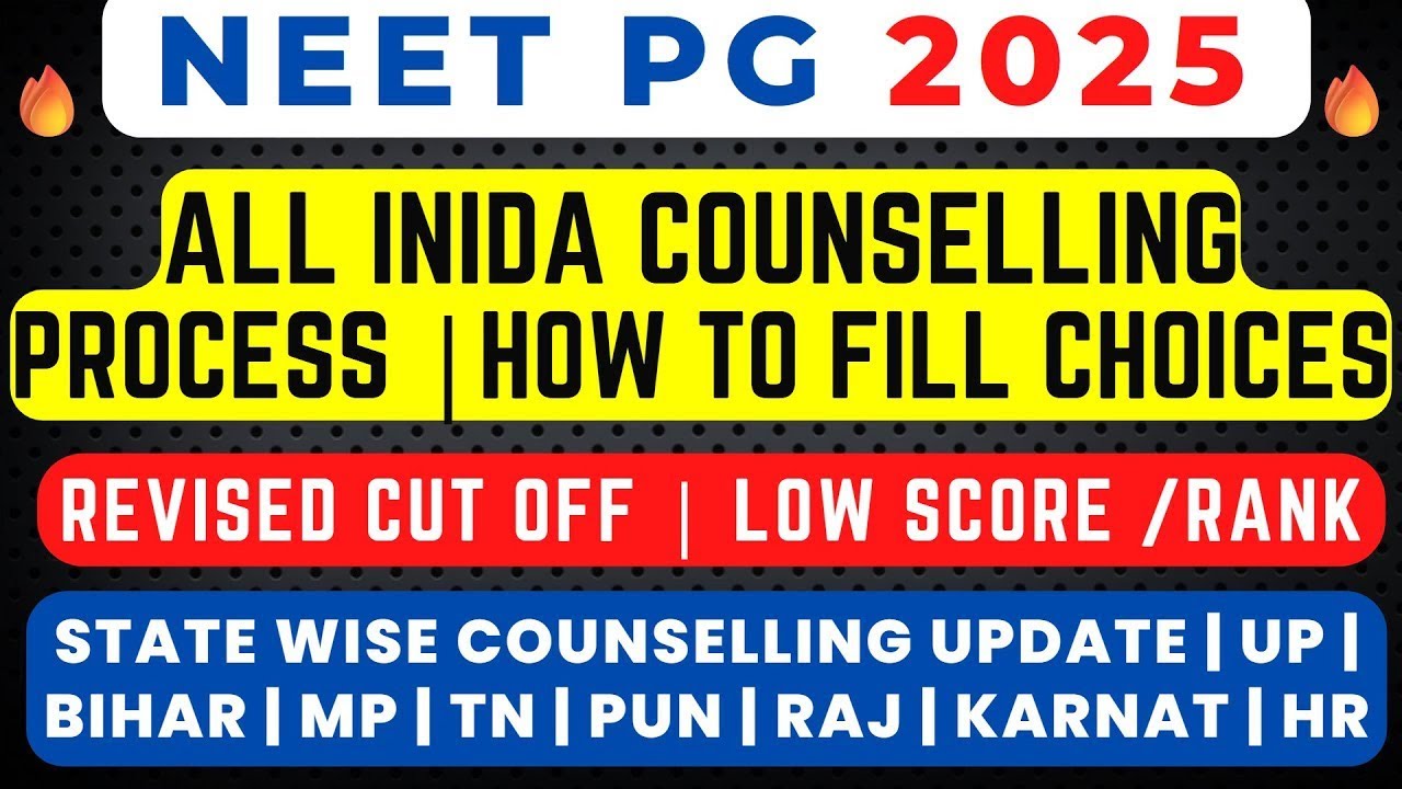 NEET PG 2025 ALL INDIA COUNSELLING PROCESS 🔥SEAT MATRIX  | LATEST NEWS | STATE UPDATE | LOW MARKS