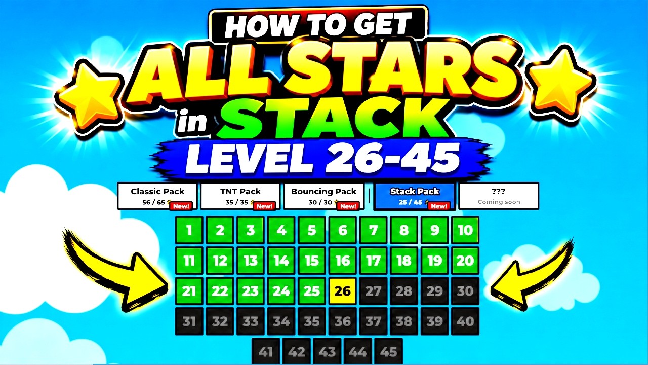 HOW TO GET ALL STARS in STACK LEVEL 26-45 in POP AND DROP *ROBLOX* Guide