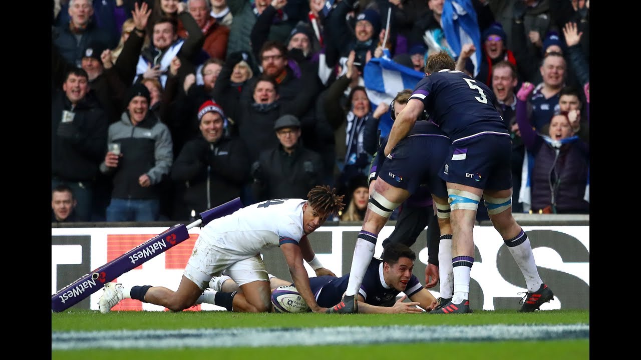 Maitland dives over in the corner after 80 metre Scottish break! | NatWest 6 Nations