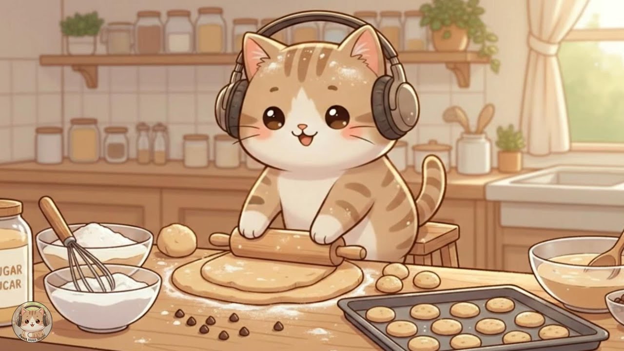Cozy Relaxing Music 🐱 Baking with Mochi | Warm & Cute