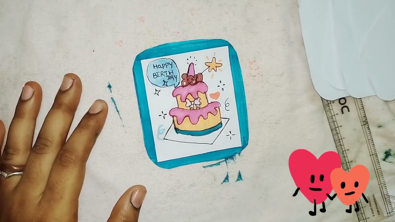 Bigganer friendly card making process 🎨✨🤗// card drawing ✨ tutorial ✨❣️// Easy way to make card ✨✨