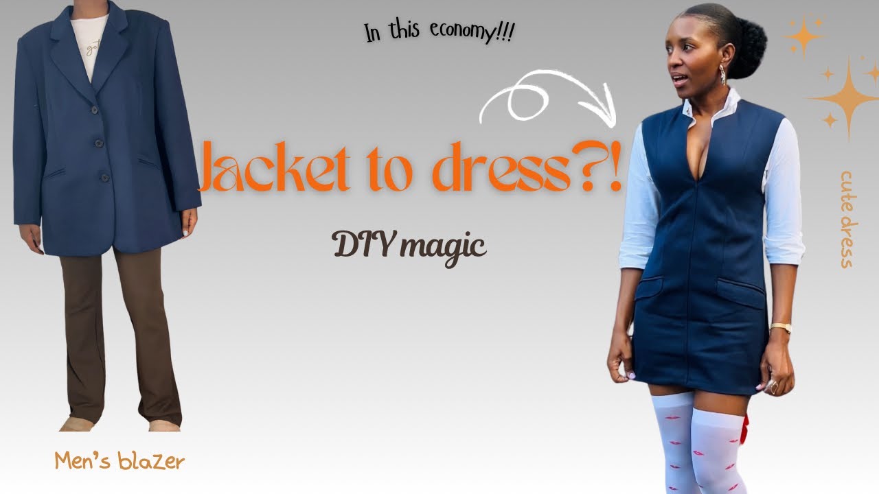 Upcycling old men’s jacket to a dress | How to transform men’s jacket into a dress | Pinterest inspo