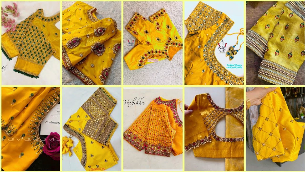 Latest Maggam Work yellow Colour 💛Blouse sleeve Design | bridal blouse designs / @radheradhe-1017