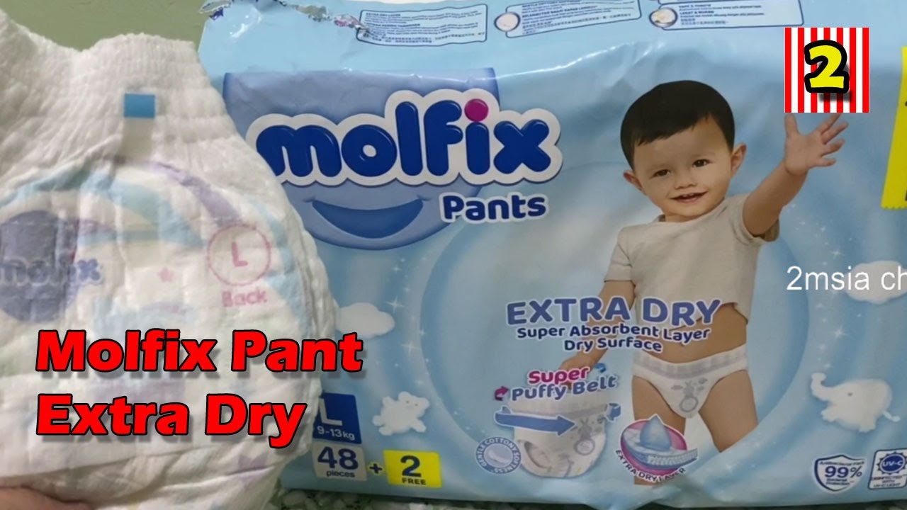 Molfix Pants Extra Dry Diaper L Size Quick Review Unboxing Lampin Seluar Bayi Kualiti