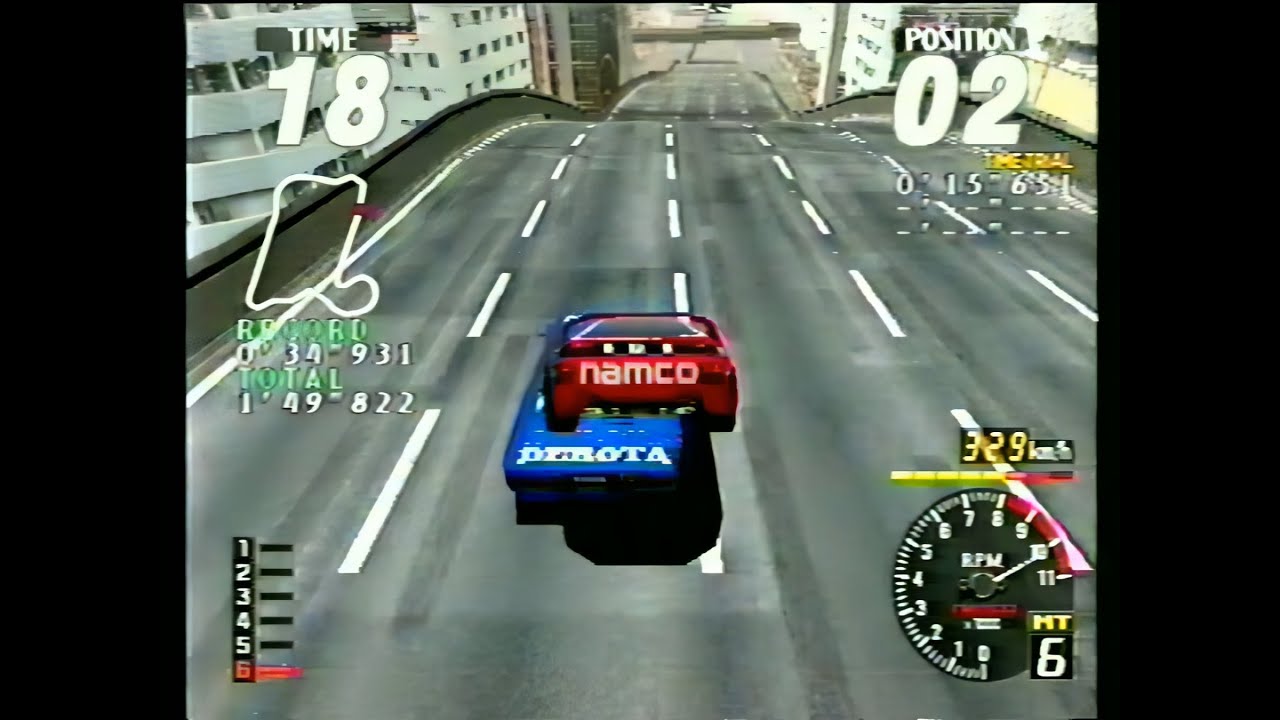 Rave Racer 60fps CITY T.T. 370km/h 1'49