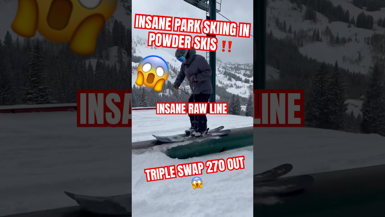 INSANE PARK SKIING IN POWDER SKIS 😱 RAW LINE #freestyleskiing #parkskiing #skiing #powderskis