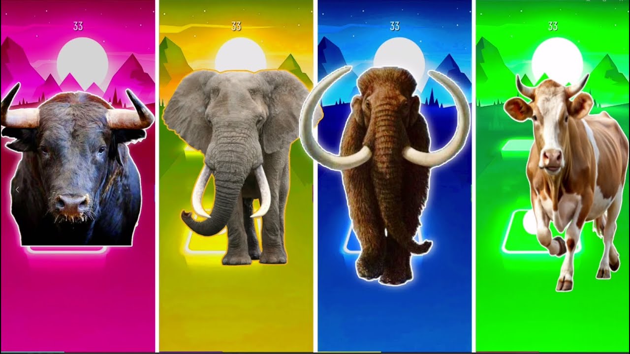 Tiles Hop - Funny LIon 🆚Fun Elephant 🆚 Funny Bull 🆚 Funny Horse 🎶 Tiles Hop EDM Rush