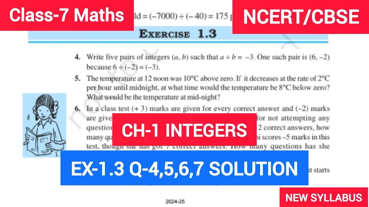 Class 7 Exercise -1.3 Q-4,5,6,7 Solutions | Class 7 Maths Chapter- 1 INTEGERS  | NCERT CBSE