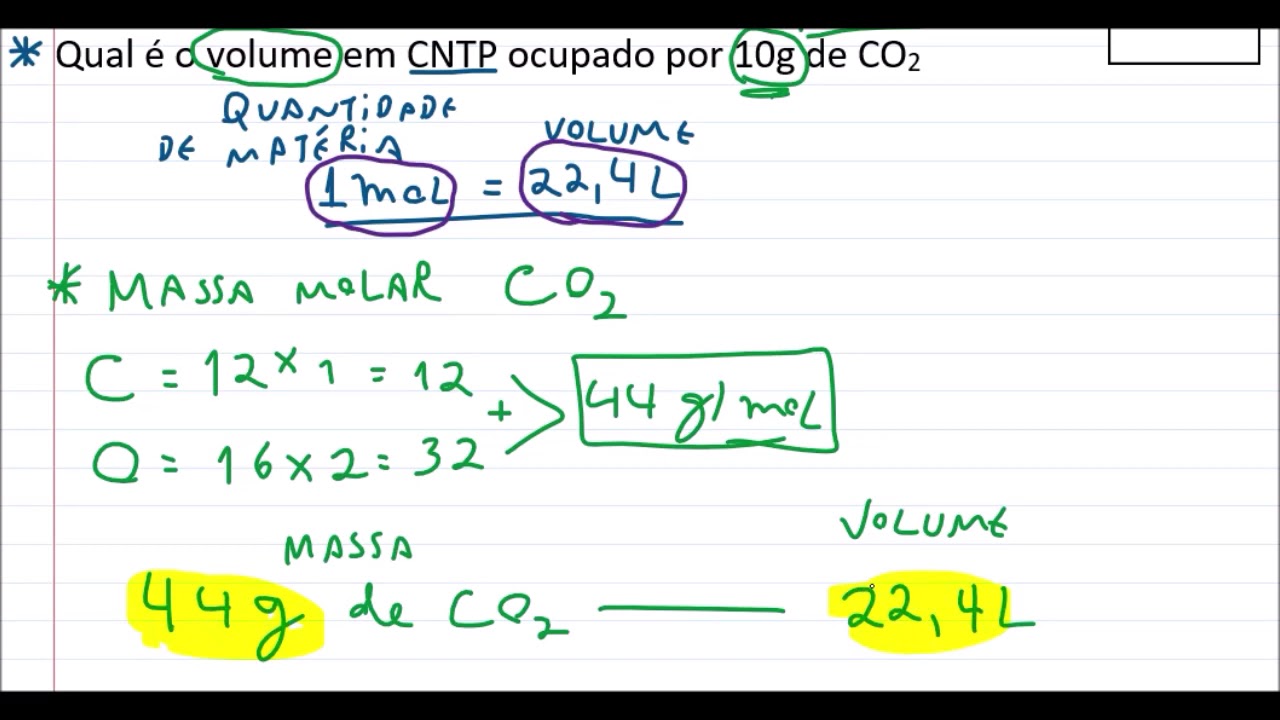 Qual é o volume nas CNTP ocupado por 10g de CO2