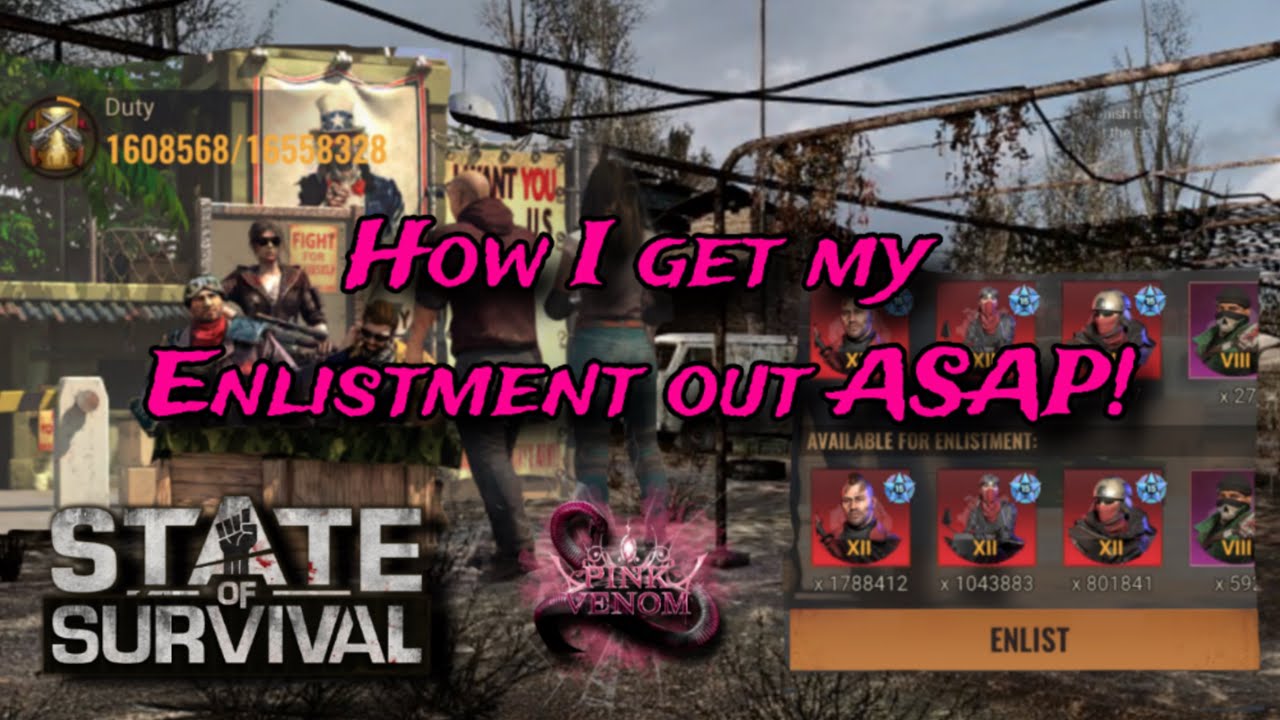 How I get my Enlistment out ASAP!!! | State of Survival | Pink Venom