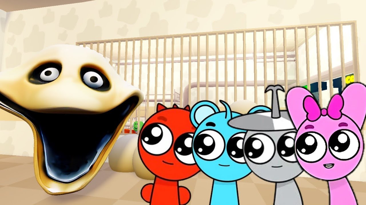 Sprunki Baby Raddy & Sky & Clukr & Pinki Played Hungry Worm Prison Escape Obby in ROBLOX 