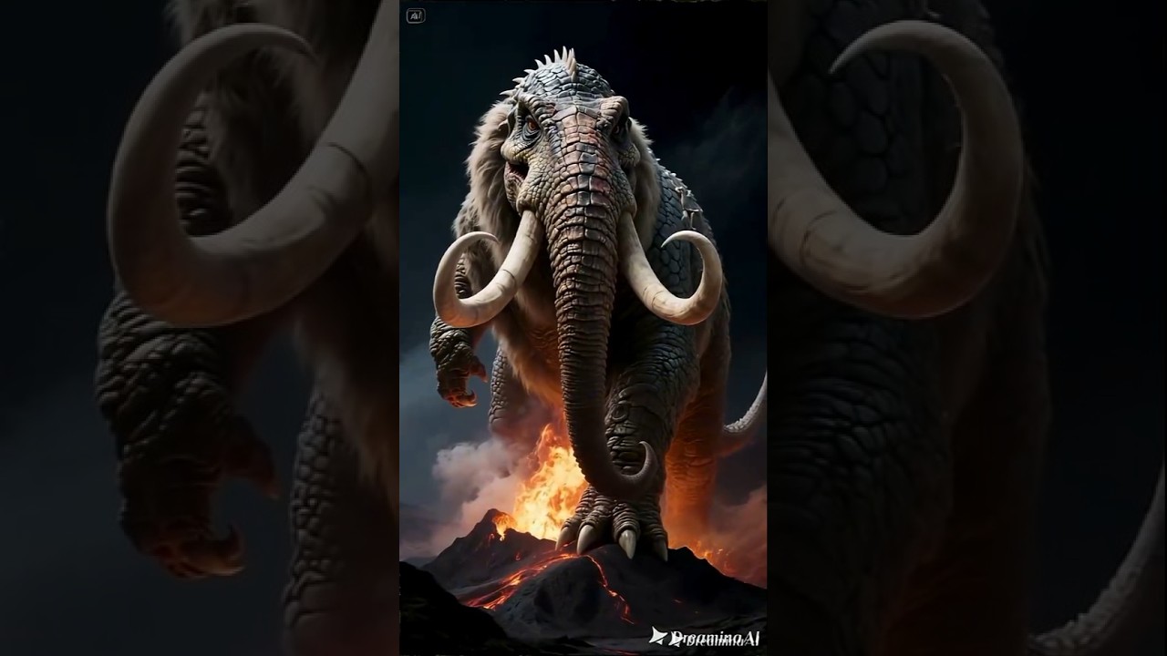 AI Hybrid: T-Rex Mammoth Fusion! Evolution Battle!(AI generated video)