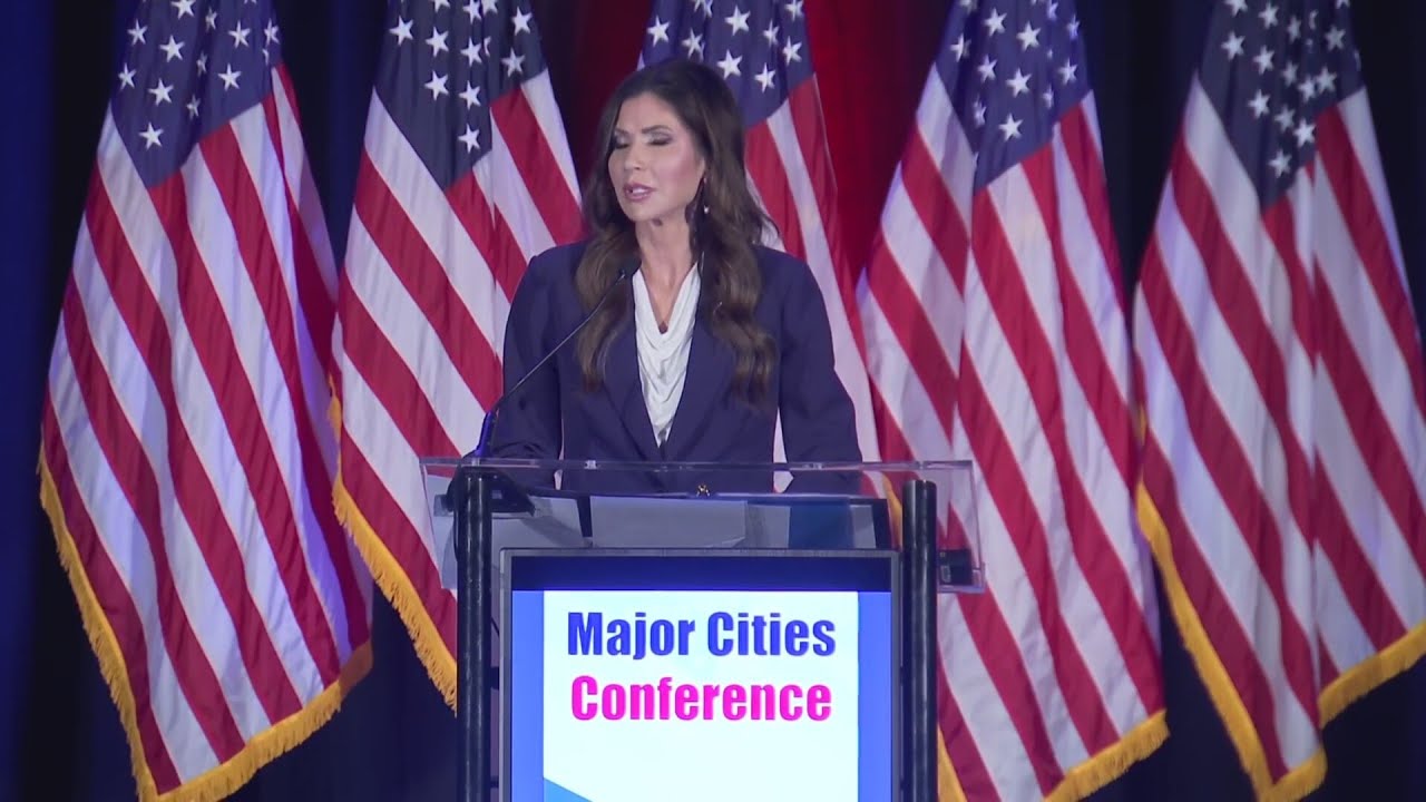 Kristi Noem answers questions at 2026 Major Cities Conference