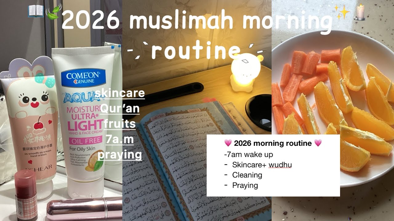 My 7AM Muslimah Morning Routine 2026 🍄 fruits ~ Qur’an ~ new skincare | English&Kurdish Subtitles