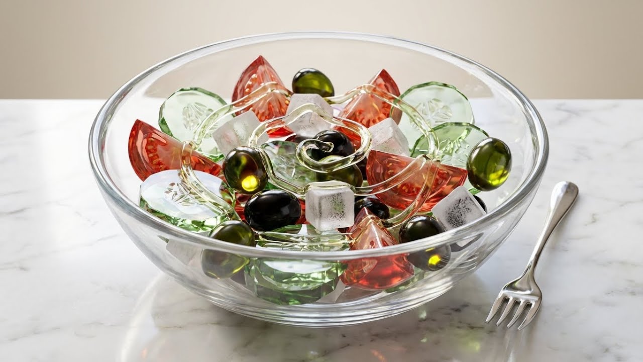 Making a Glass Greek Salad 🥒💎 | Visual ASMR