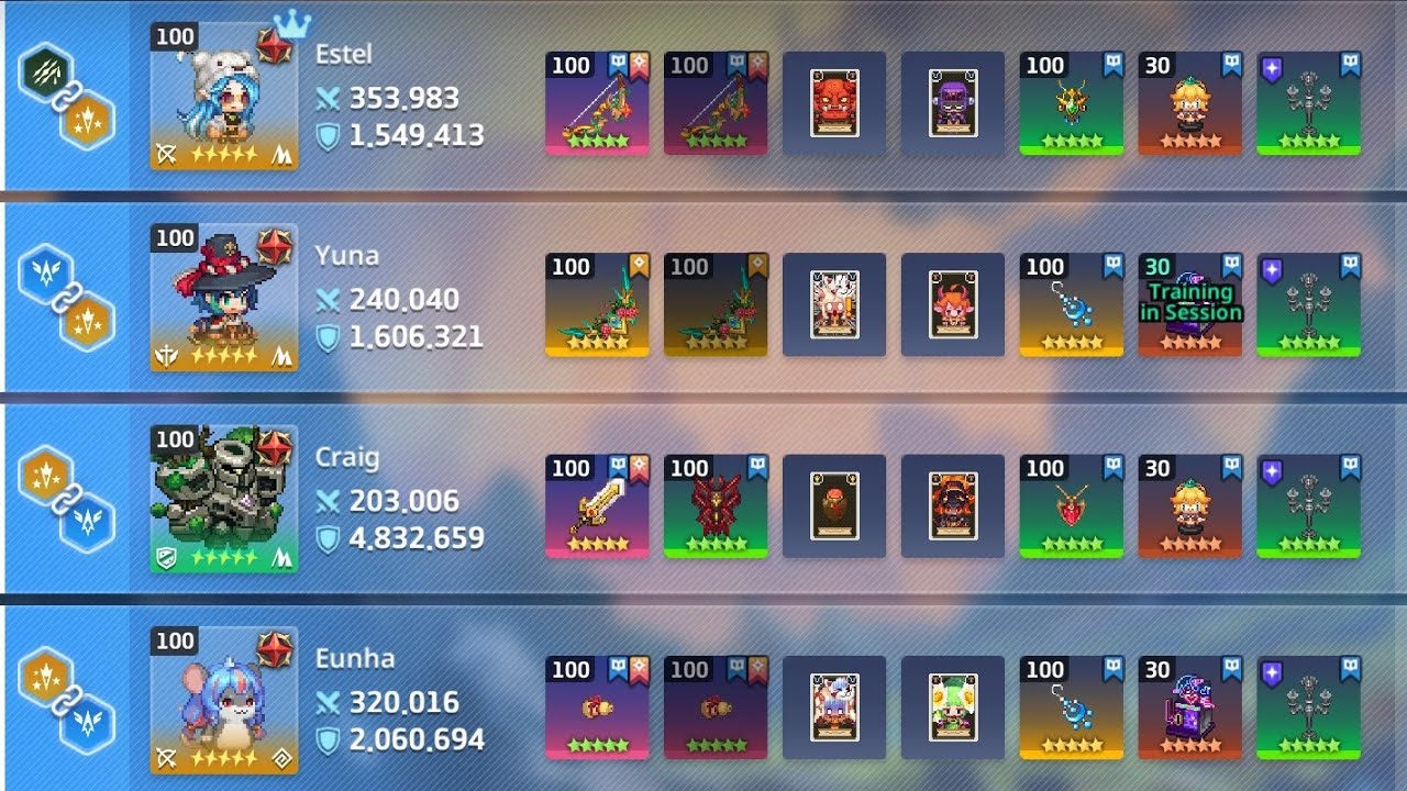 Estel Yuna Craig Eunha Colosseum Guardian Tales CUP.