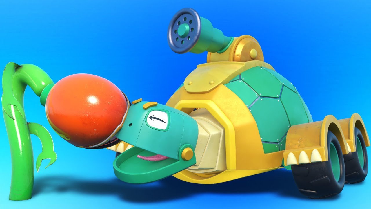 AnimaCars - The FIRETRUCK TURTLE and the LADYBUG   - Cartoons for kids with trucks & animals