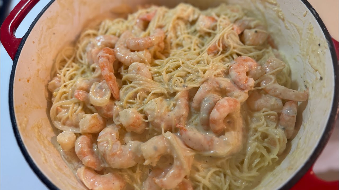 Espagueti 🍝 con camarón 🍤 sabor  limon 🍋para la CUARESMA 