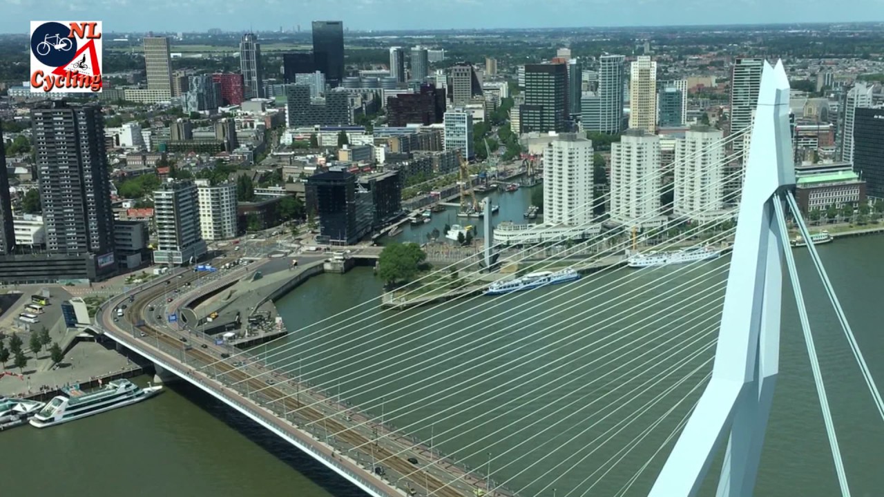 The Rotterdam Erasmus Bridge from above