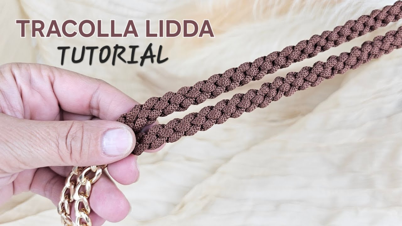 Tracolla uncinetto/Tutorial facile con cordino 5mm 🧶/Accessorio per borsa handmade