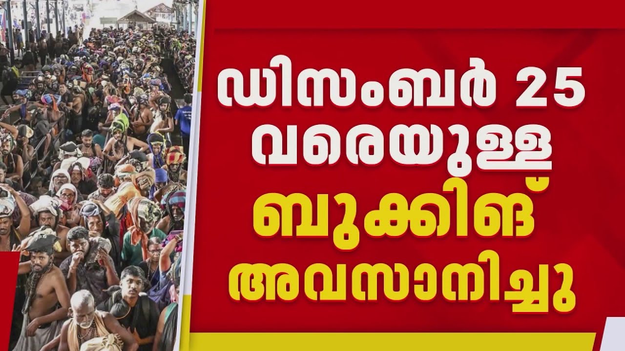 Sabarimala: ഡിസംബർ 25വരെയുള്ള വെർച്ച്വൽ ക്യൂ ബുക്കിങ് അവസാനിച്ചു
