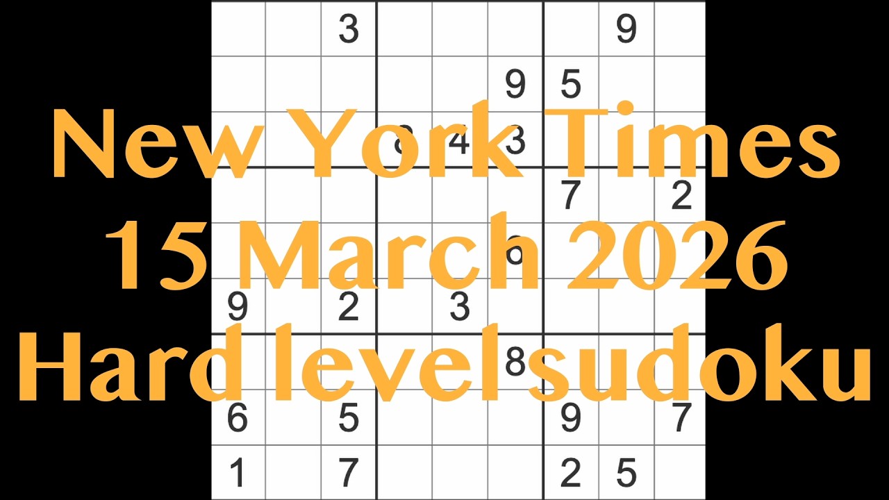 Решение судоку &ndash; New York Times, 15 марта 2026 г. Судоку сложного уровня.