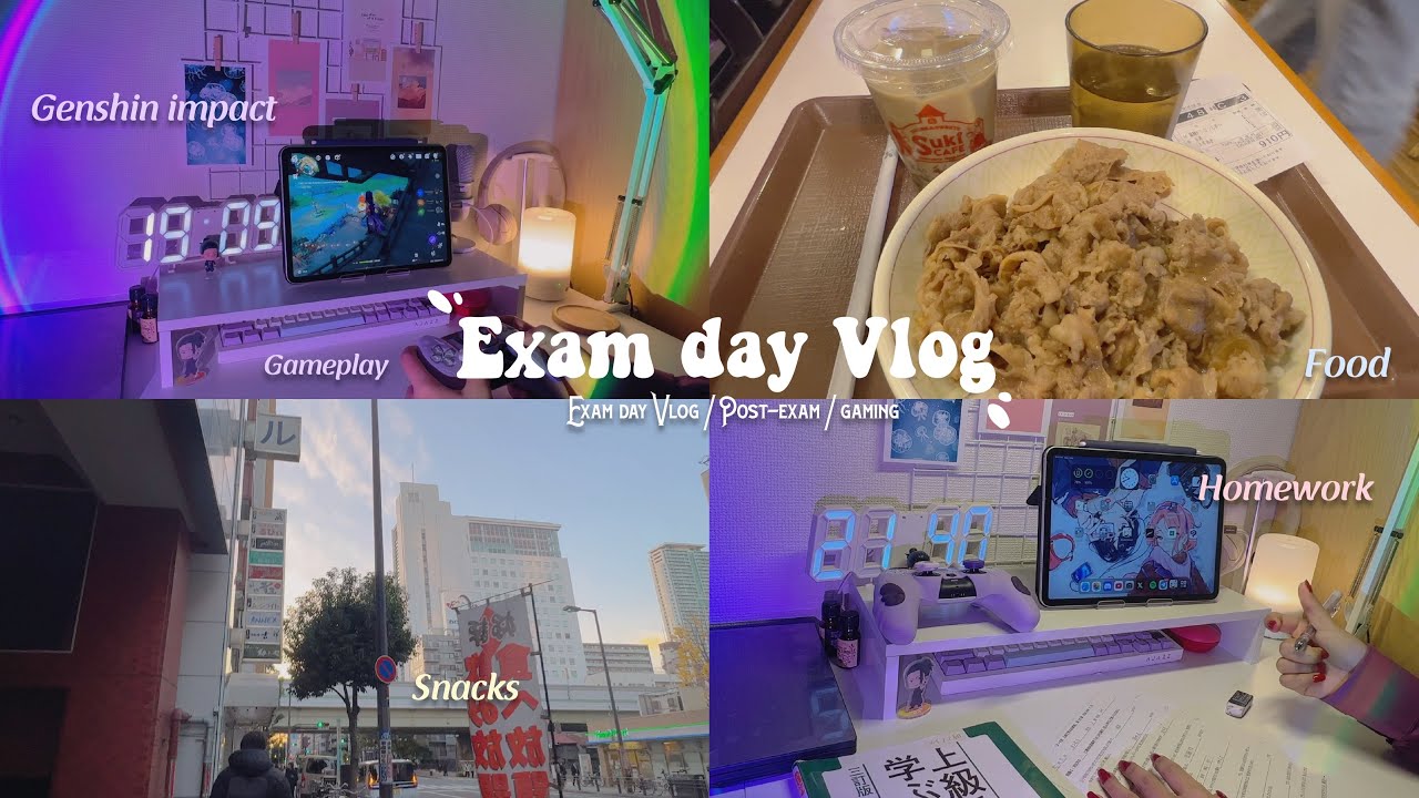 𝜗𝜚 ࣪˖ ִ𐙚 Exam day Vlog // Food / snacks / Playing Genshin Impact ๋࣭ ⭑🦋๋࣭ ⭑