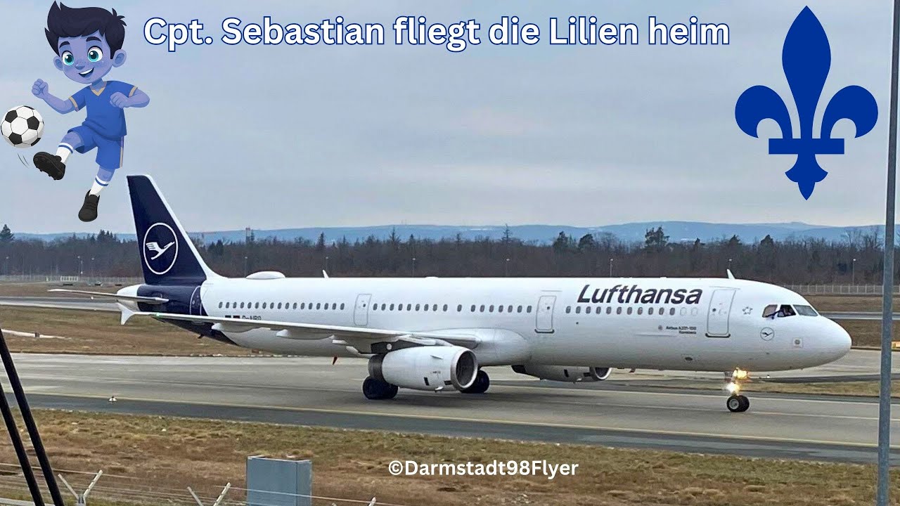 💙👨‍✈️⚜️SV Darmstadt 98 landet mit Cpt. Sebastian in Frankfurt #d98flyer #svdarmstadt98 #lufthansa