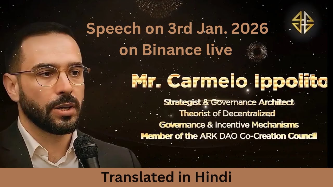 ARK DeFAI Architect, Carmelo Ippolito live stream on Binance on 3rd January 26 (translated in Hindi)