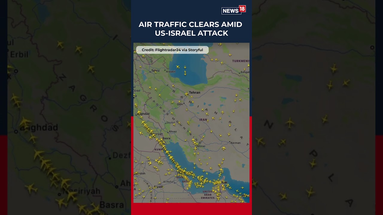 US-Israel Attacks Iran | A Flight Animation Showed Planes Clearing The Airspace Over Iran | N18S