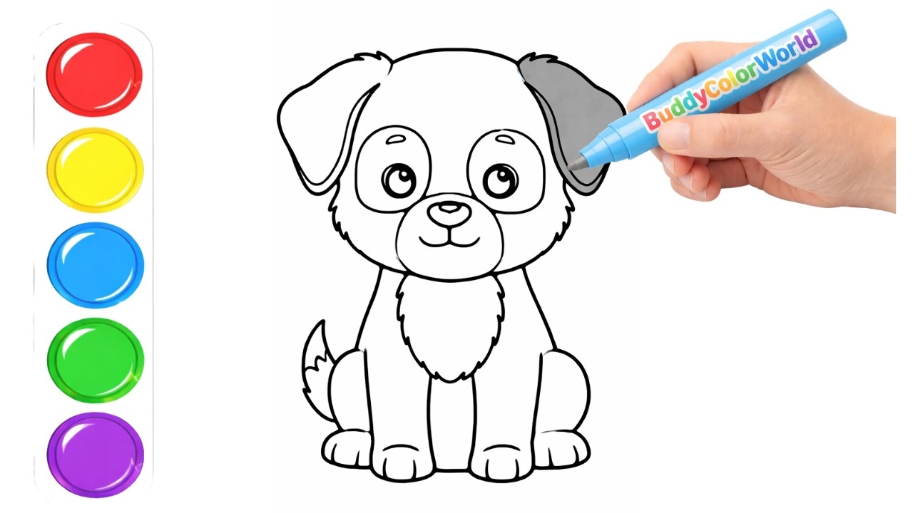 How to Color a Cute Dog 🐶 | Coloring for Kids
