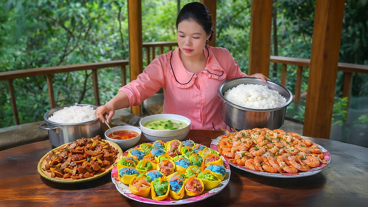 Familiar Dinner with Unusual Dishes- Cooking with Jackfruit, Sticky Rice, Shrimp & Pork | Daily Life