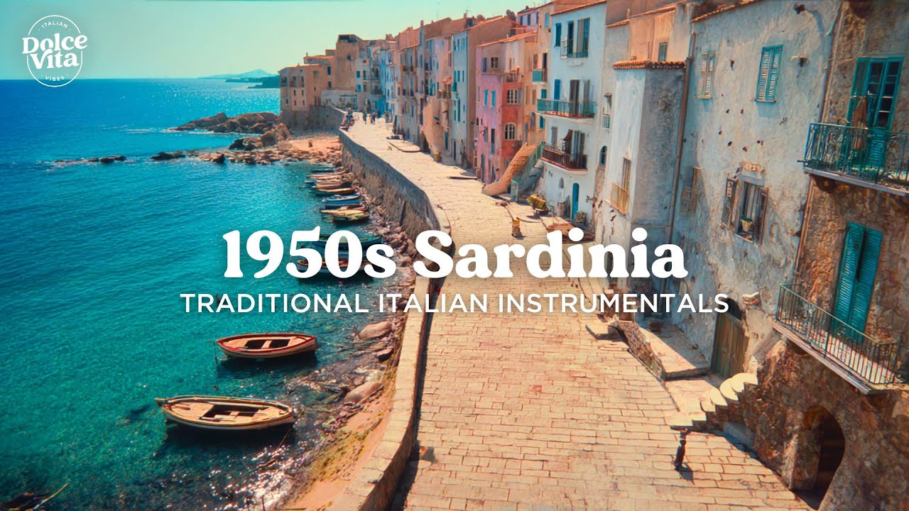 1950s Sardinia Coastal Escape 🏖️ Traditional Italian Instrumentals & Mediterranean Views to relax