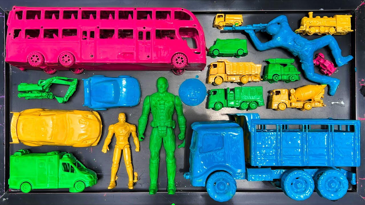 Membersihkan mainan mobil mobilan mobil truk mobil balap mobil polisi super hero exavator 