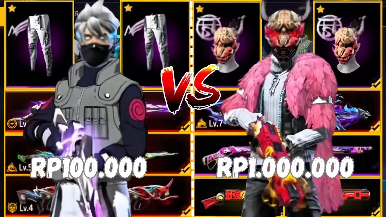 REVIEW AKUN FF HARGA 100.000 VS 1.000.000!! FULL SEASON OLD🥶🔥