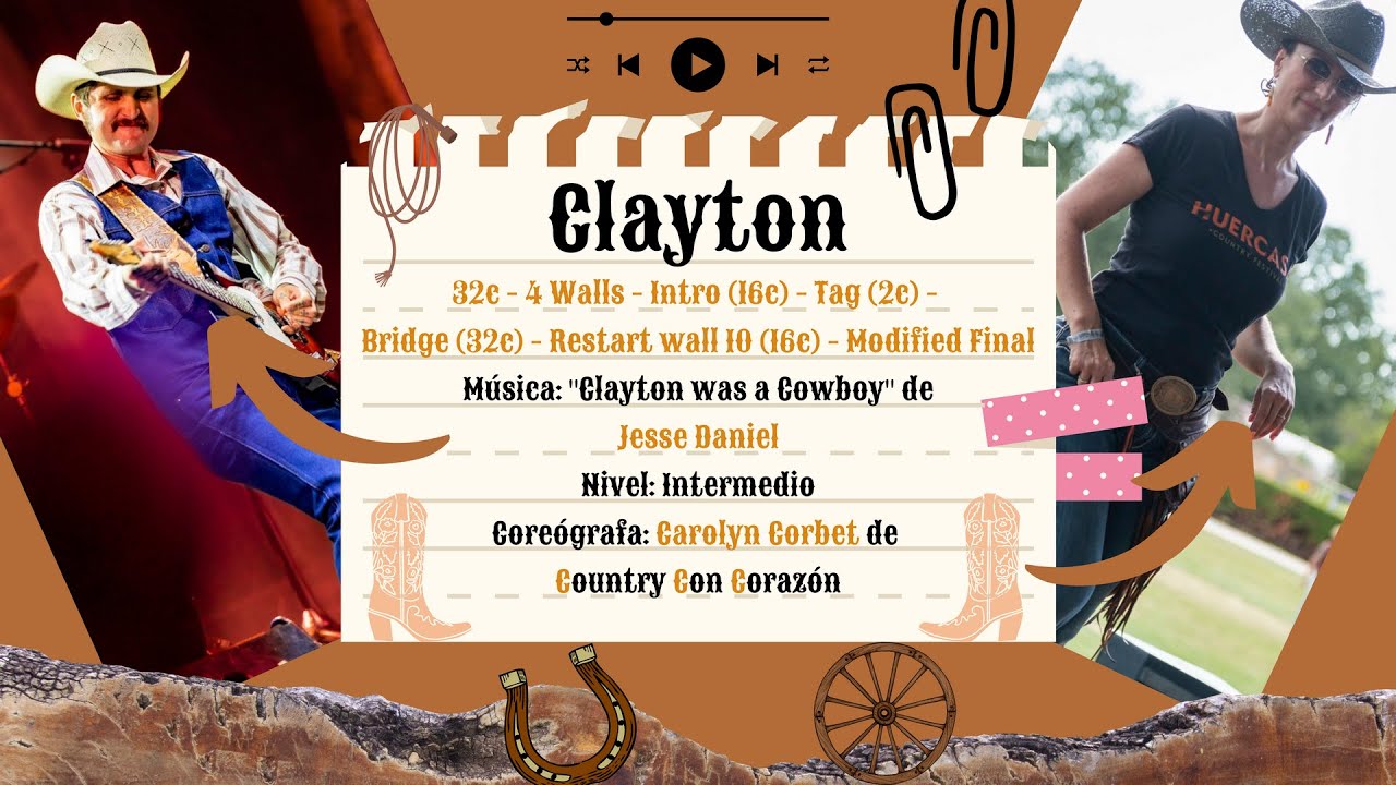 Cómo bailar Country Line Dance CLAYTON, Jesse Daniel, Clayton was a Cowboy, Country Music, Texas-Usa