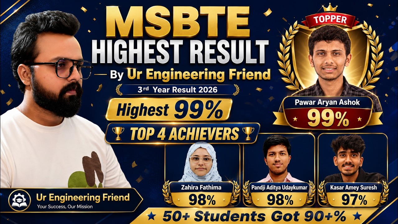 MSBTE 3rd Year Result 2026 🔥 Highest 99% | 50+ Students Got 90%+ | Ur Engineering Friend