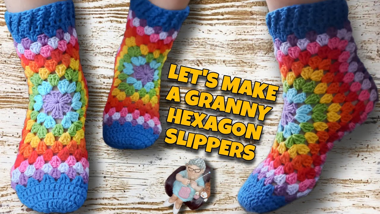 HOW TO MAKE A SLIPPERS SOCKS | HEXAGON GRANNY SLIPPERS   #crochet #simplecrochet #slippers #socks