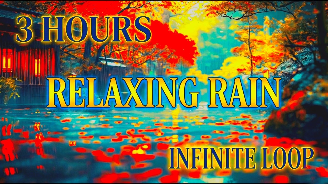 3 Hours Japanese Autumn Rain Onsen | HDR Fantasy Ambience | Infinite Loop for Sleep & Study