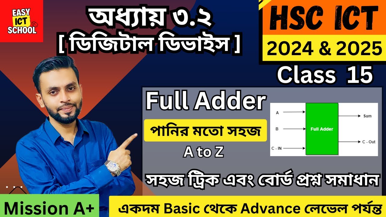 Full Adder । ফুল অ্যাডার। HSC ICT । অধ্যায় 3.2। class 15 @easyictschool1858