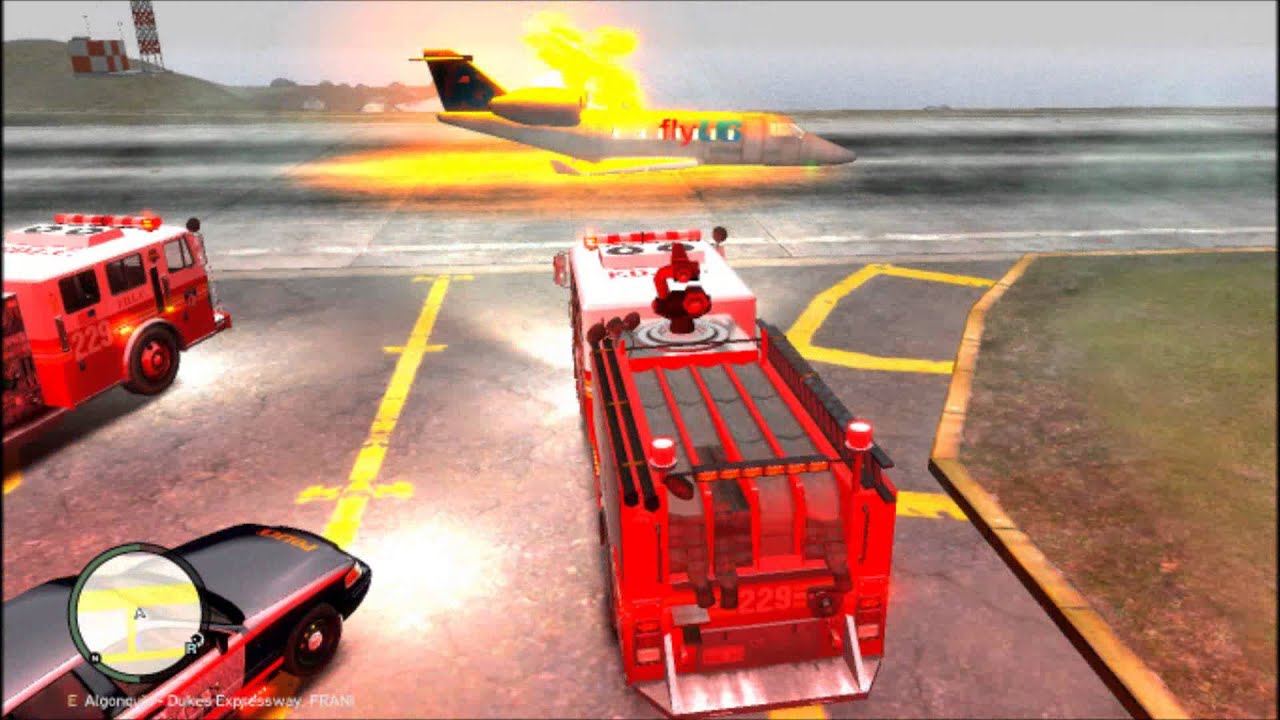 GTA IV- Responding to a Plane Fire at the Airport
