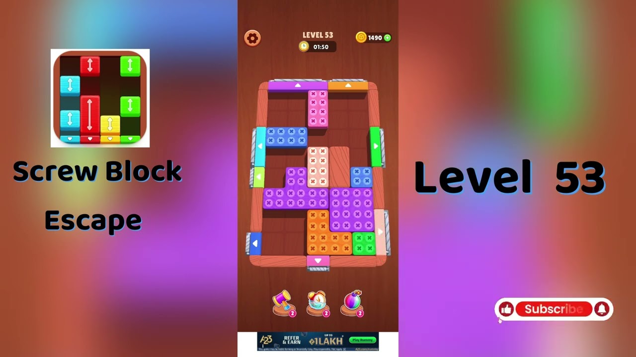 Screw Block Escape Level 53 Walkthrough | Solve It Fast! 🧩