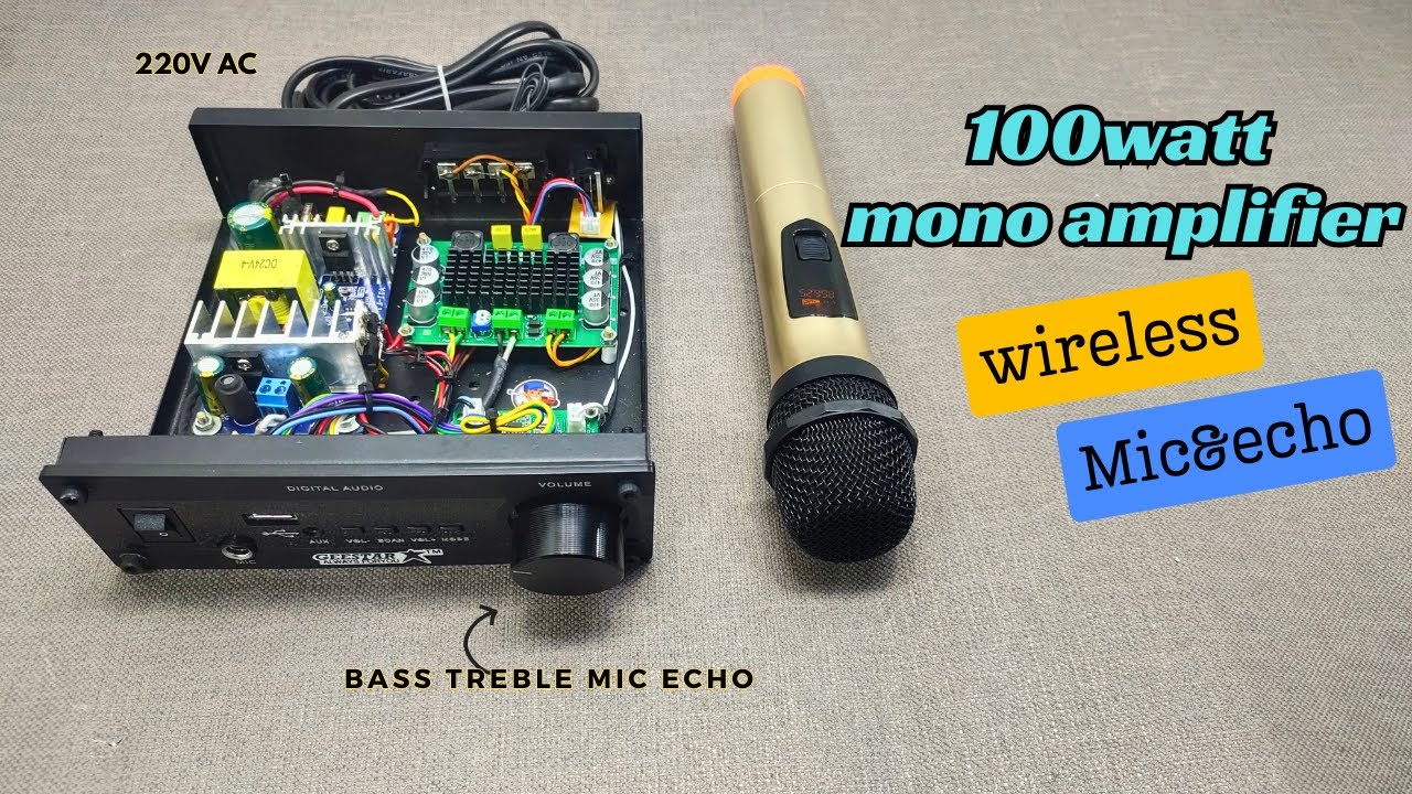 DIY 100W Mono Class-D Amplifier with Wireless Mic & Echo | 220V AC Build Tutorial